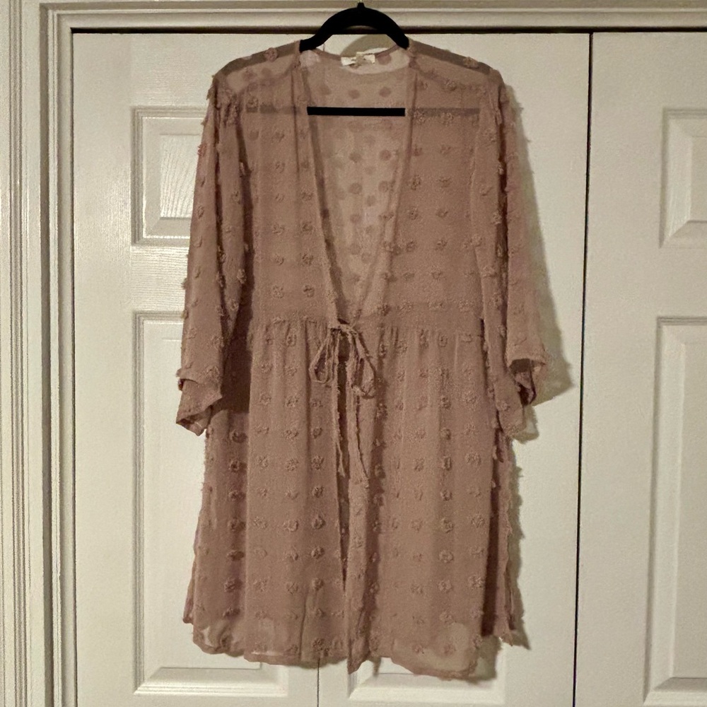 Maurices Textured Sheer Brown Kimono